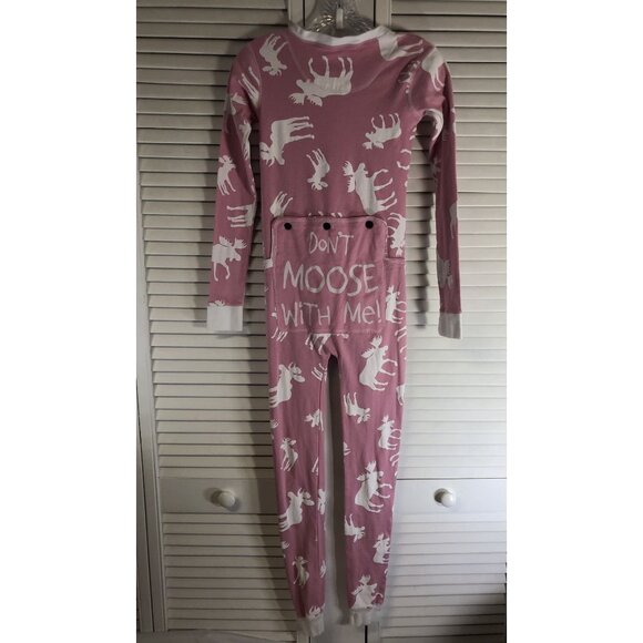 Lazy One Size 12 Pink Don't Moose With Me Classic Flapjack Onesie Pajamas - Picture 5 of 5